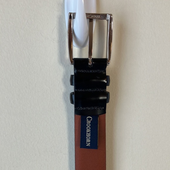 Crookhorn smooth black leather belt with silver buckle - Picture 4 of 13